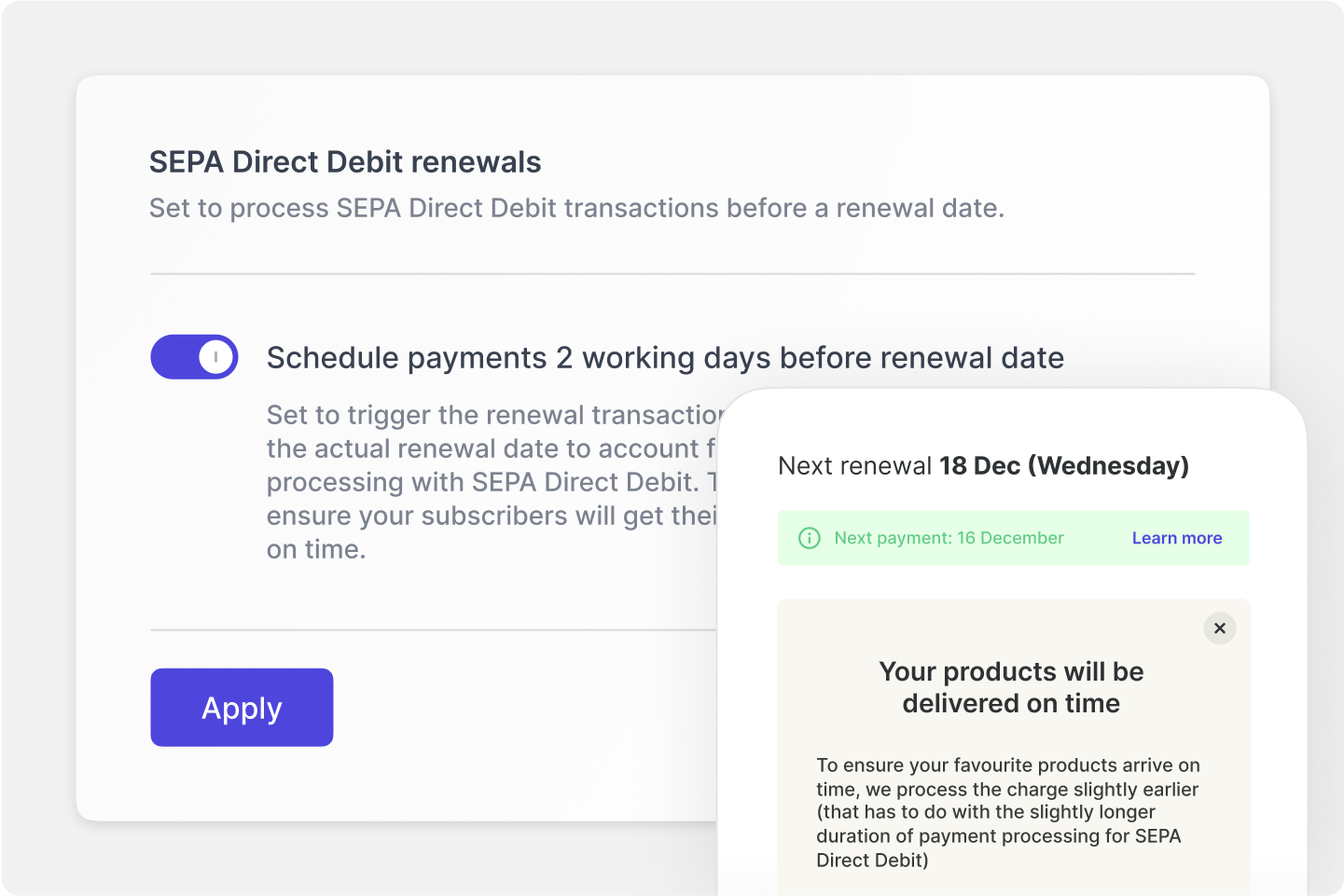 SEPA Direct Debit early renewals