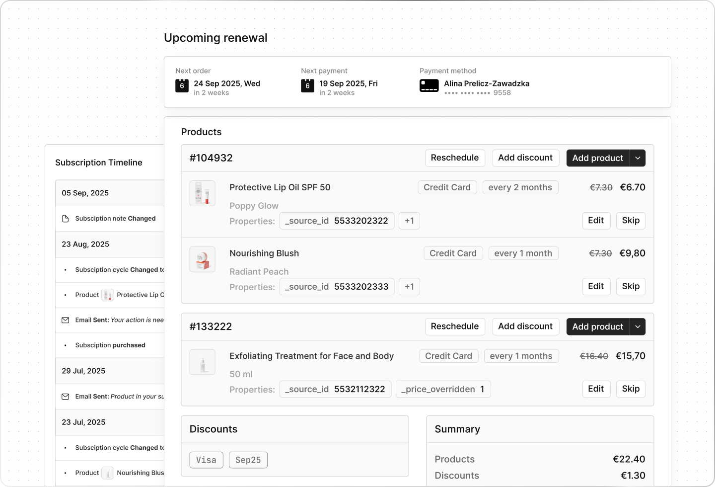Subscriber management dashboard