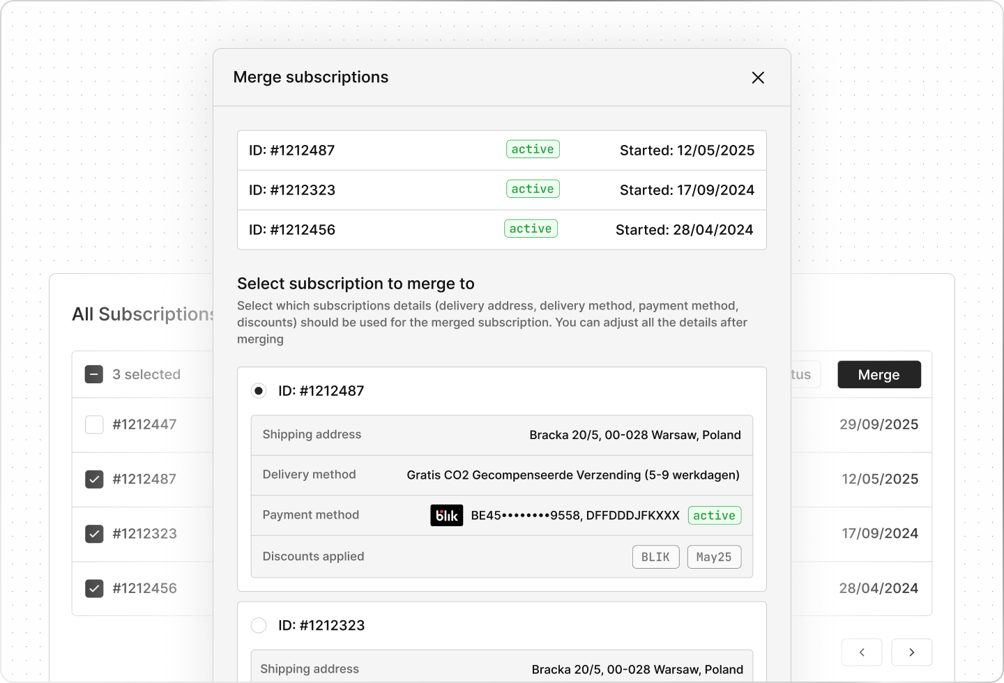Merging subscriptions